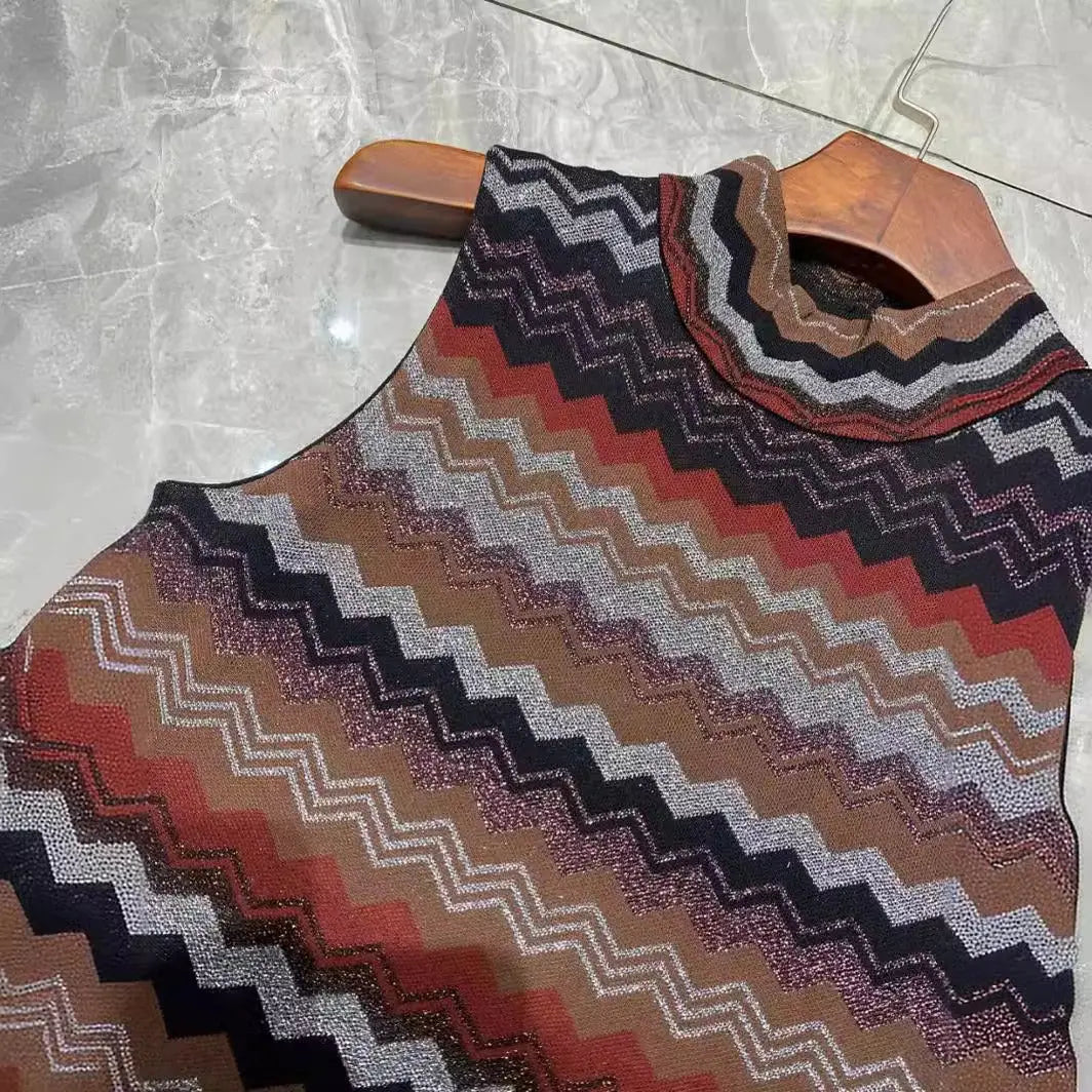 Women's slim fit jacquard sleeveless knitted dress eprolo