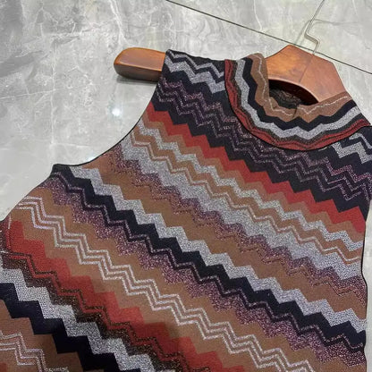 Women's slim fit jacquard sleeveless knitted dress eprolo