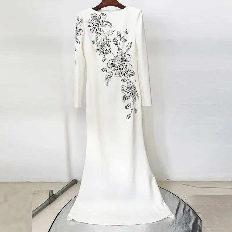 Embroidered and Beaded Long Dress eprolo
