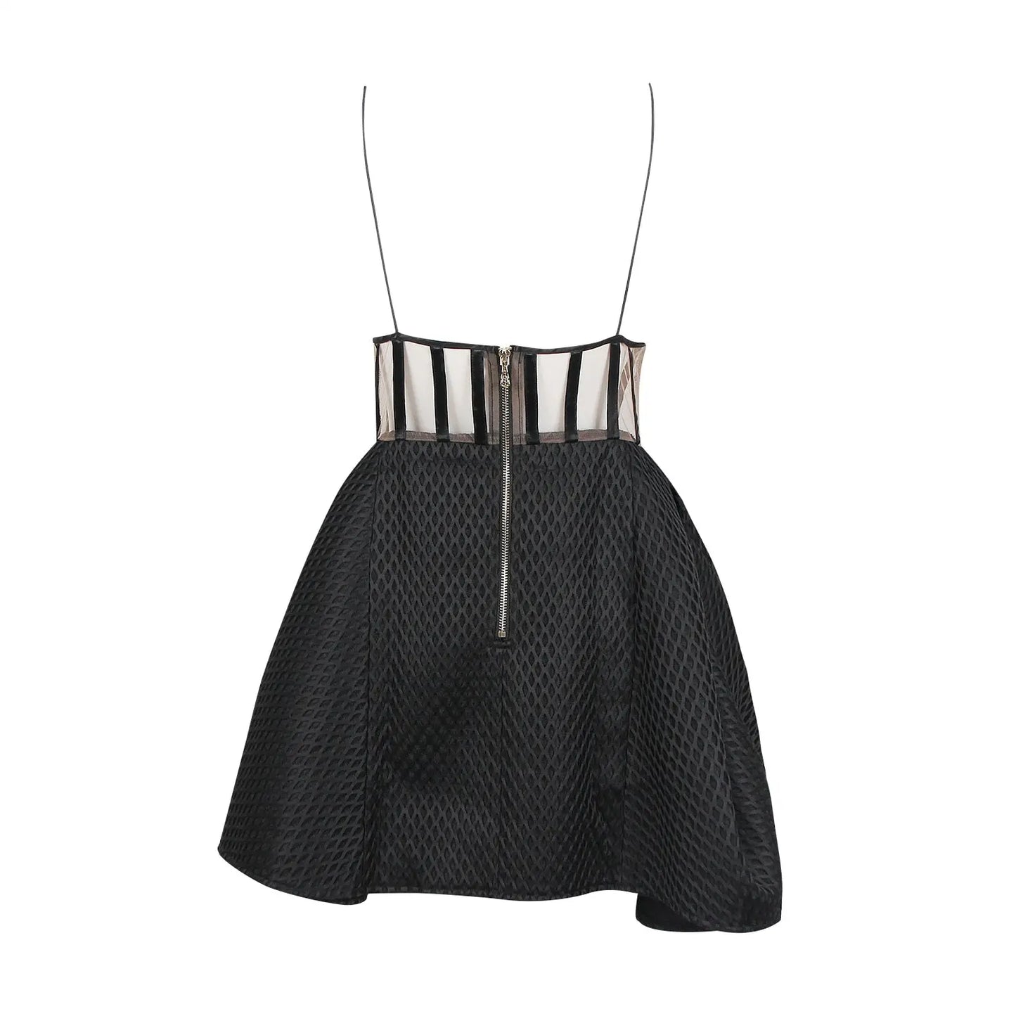 Summer Fashion Sexy Suspenders Mesh See-Through Pleated Backless Tutu Skirt Stunning Commuter High Waist Dress eprolo