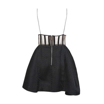 Summer Fashion Sexy Suspenders Mesh See-Through Pleated Backless Tutu Skirt Stunning Commuter High Waist Dress eprolo