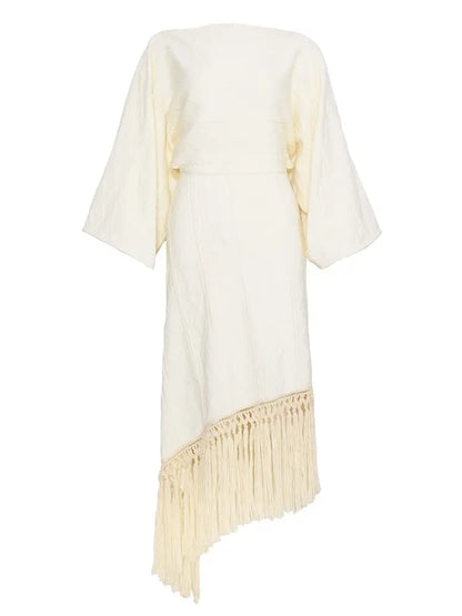 Vintage Versatile Tassel Knitted Dress Women's Spring and Autumn New Style Sweater Long Dress eprolo