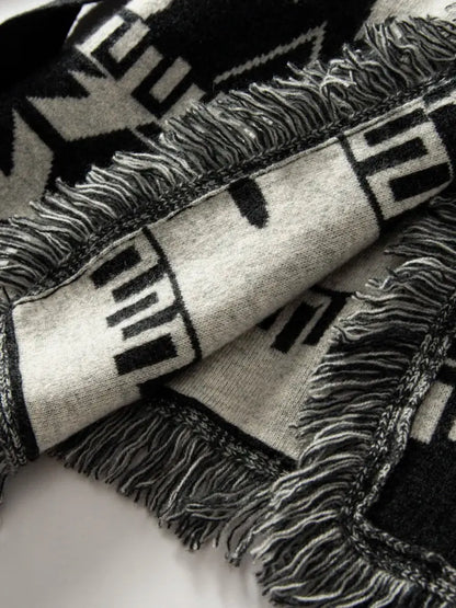 Retro tassel cashmere cardigan women's V-neck knitted cardigan sweater jacket medium long style eprolo