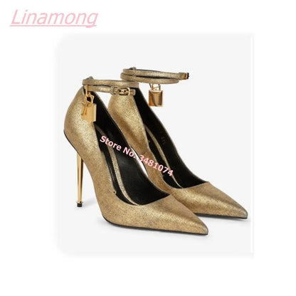 Summer New Women Pumps Metal Thin High Heel Luxury Shallow Pointed Toe Big Size Comfort Party Office Shoes eprolo