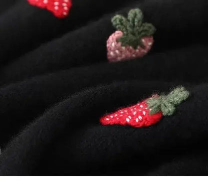 Strawberry Crochet Knit Sweater Pullover Women Half High Collar Long Sleeve Tops Knitwear Spring Stylish Fashion Chic Jumpe eprolo