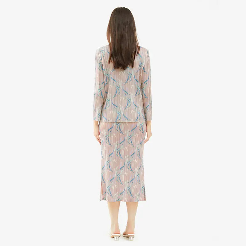 Spring and summer new Korean version of the small fragrance style fashion casual printing suit slim top skirt jacket female trend eprolo