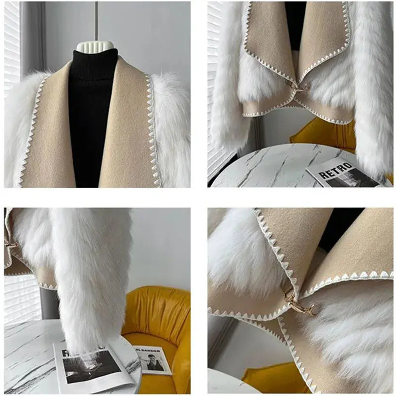 Fur Car Stripe Fur Coat For Women's Winter Lapel High-End Short Double-Sided Woolen Fashion Cardigan Thick Top Short eprolo