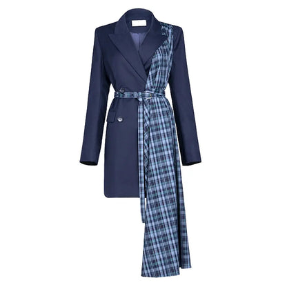 Autumn And Winter Slimming Waistband Splicing A-Line Dress Female New V-Neck Suit Skirt eprolo