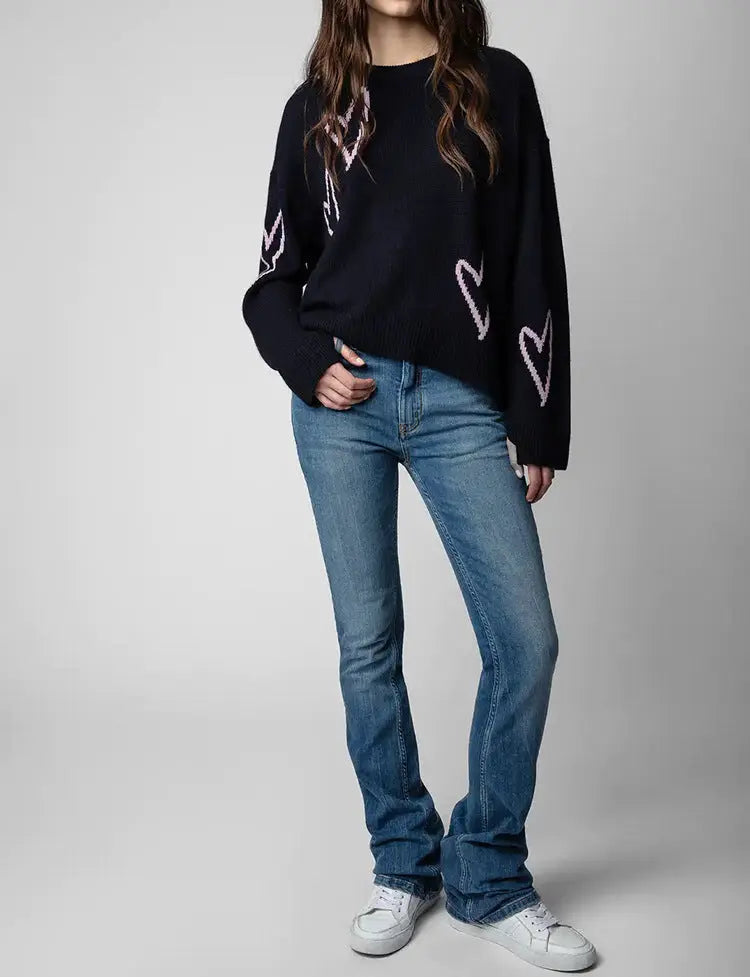 French style handmade hanging woolen knitted sweater for women, loose fit sweater eprolo