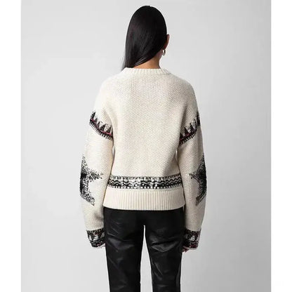 Autumn and Winter Design Sequined Cashmere Pullover Sweater eprolo
