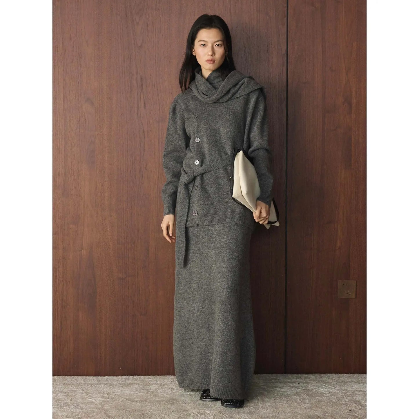 Retro Loose Knit Cardigan + Skirt Two-Piece Set Comfortable Fashion Women's Outfit eprolo