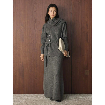 Retro Loose Knit Cardigan + Skirt Two-Piece Set Comfortable Fashion Women's Outfit eprolo