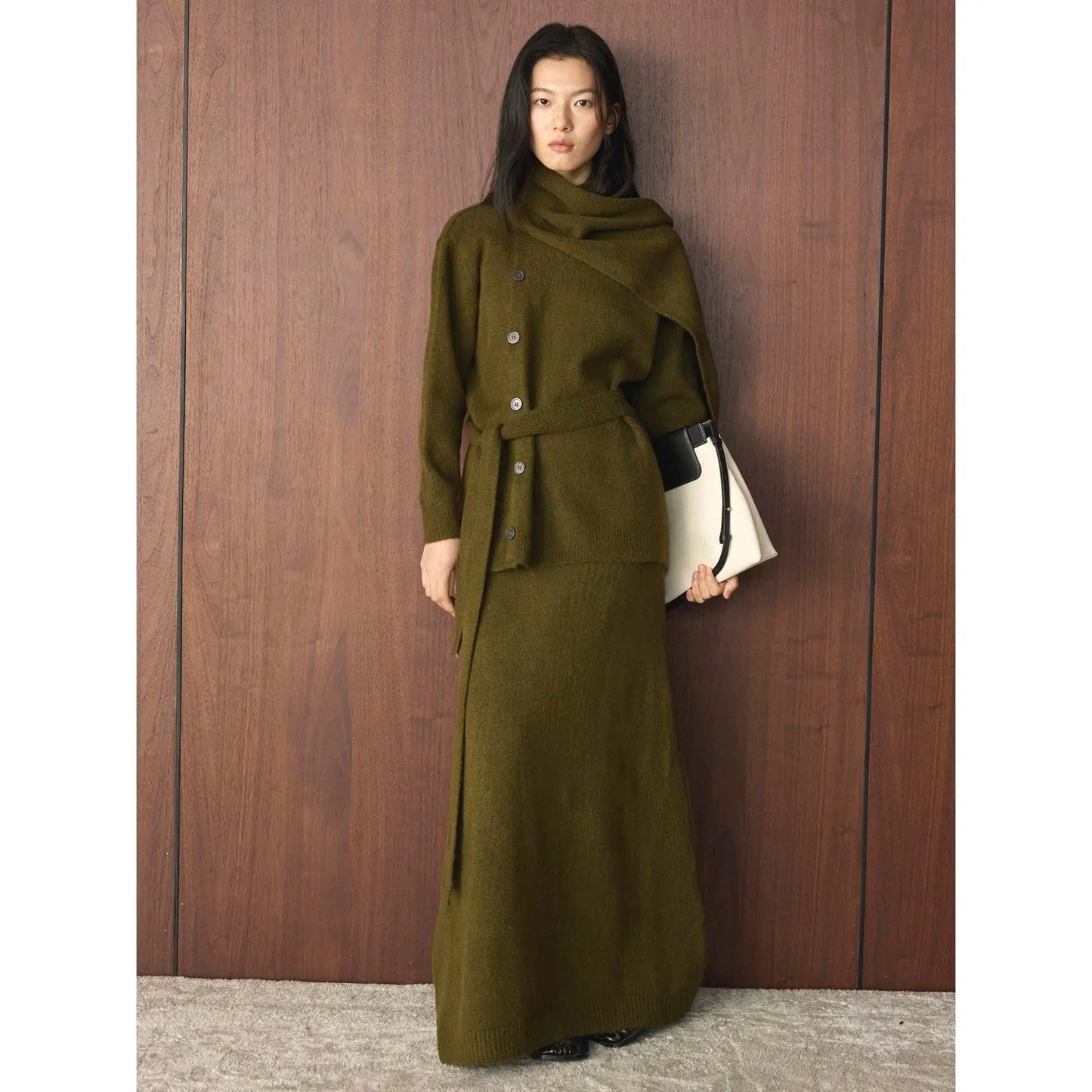 Retro Loose Knit Cardigan + Skirt Two-Piece Set Comfortable Fashion Women's Outfit eprolo