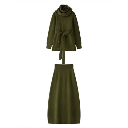 Retro Loose Knit Cardigan + Skirt Two-Piece Set Comfortable Fashion Women's Outfit eprolo